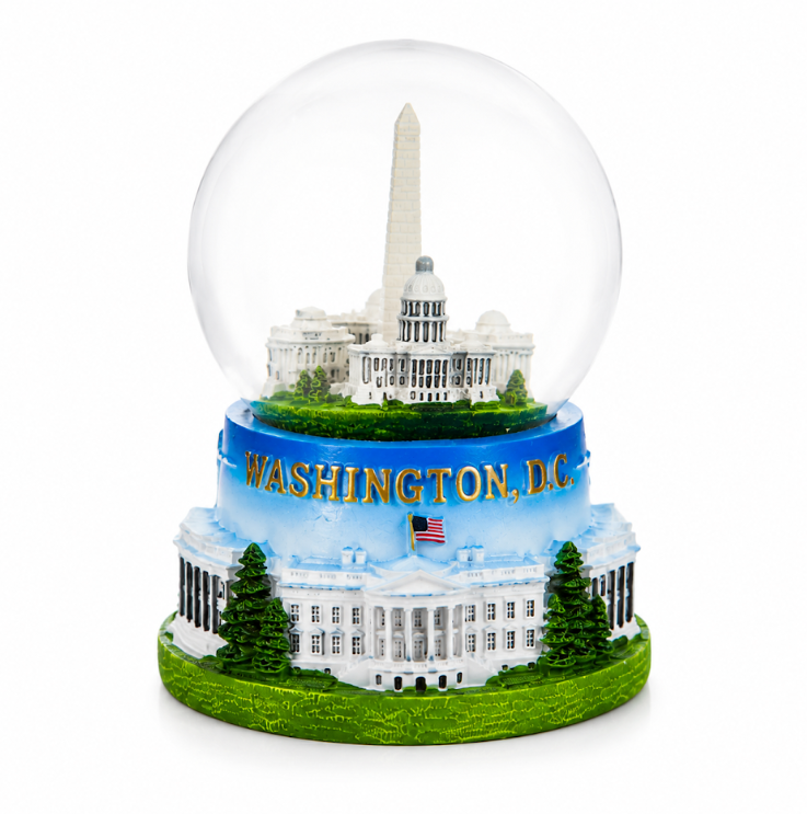 Large Blue Base Washington DC Panorama Snow Globe
