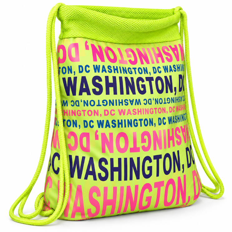 Washington DC Typography Drawstring Backpack