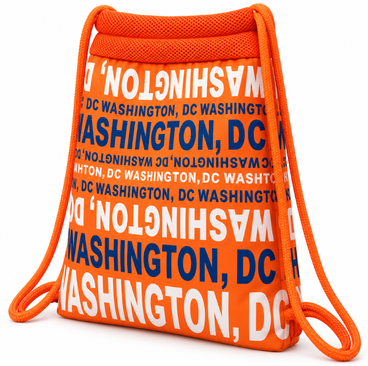 Washington DC Typography Drawstring Backpack