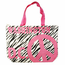 Load image into Gallery viewer, Peace Zebra Tote Bag 19" X 15"