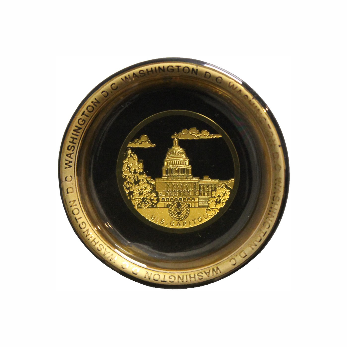 Ceramic Magnet Black Mini Plate 2.25" Diameter, Panorama, Seals, Capitol, or White House