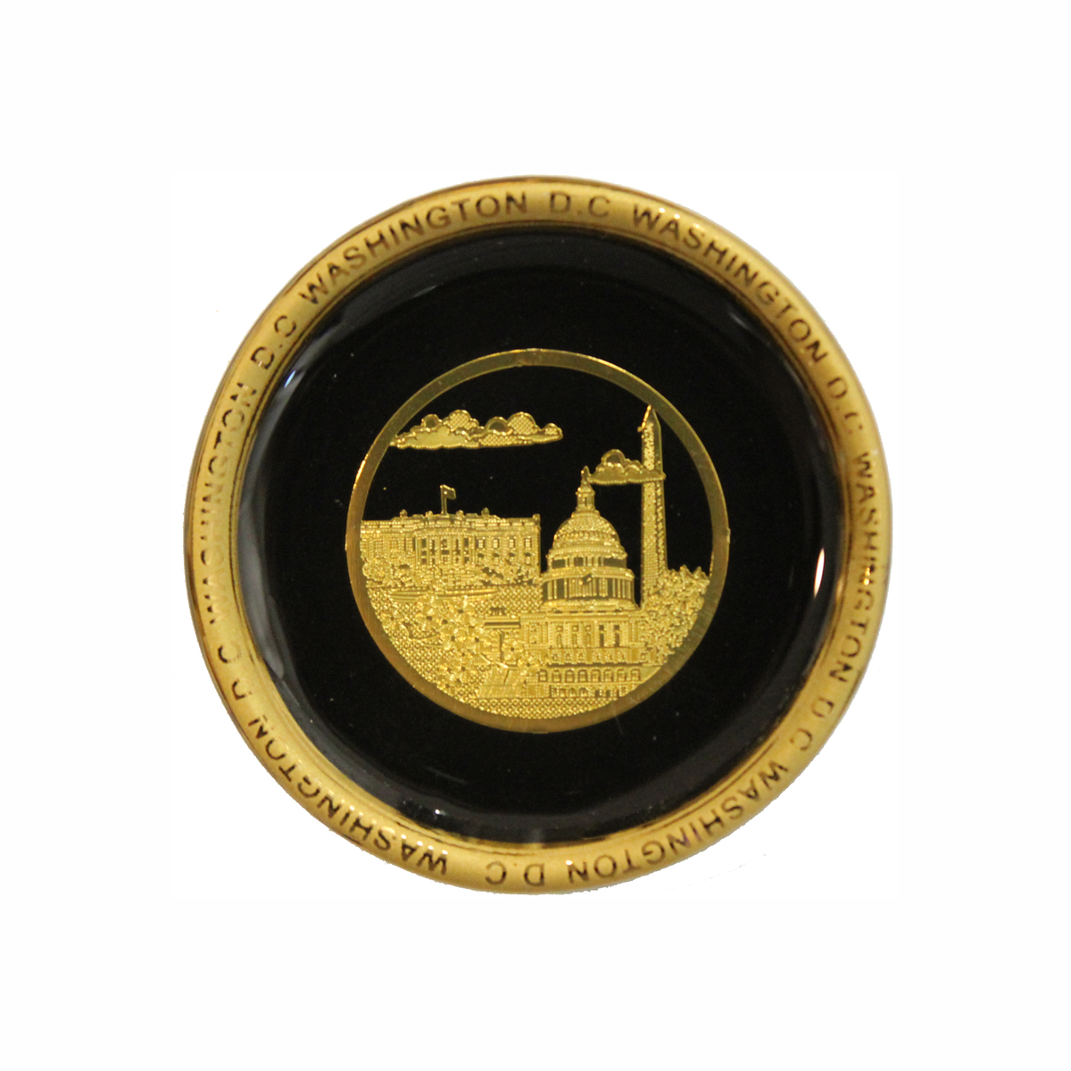 Ceramic Magnet Black Mini Plate 2.25" Diameter, Panorama, Seals, Capitol, or White House