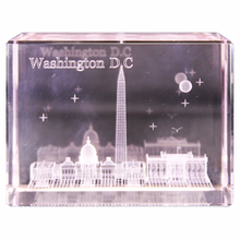 Load image into Gallery viewer, DC Panorama Rectangle Crystal Paperweight, Pink, Blue 2.375" X 3.125" X 1.5"