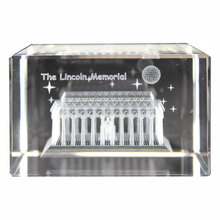 Load image into Gallery viewer, Lincoln Memorial Crystal Cube Paperweight 3 1/8" X 2 X 1 7/8