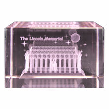 Load image into Gallery viewer, Lincoln Memorial Crystal Cube Paperweight 3 1/8" X 2 X 1 7/8