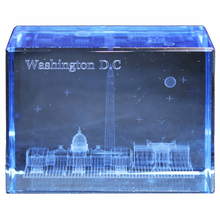 Load image into Gallery viewer, DC Panorama Rectangle Crystal Paperweight, Pink, Blue 2.375" X 3.125" X 1.5"