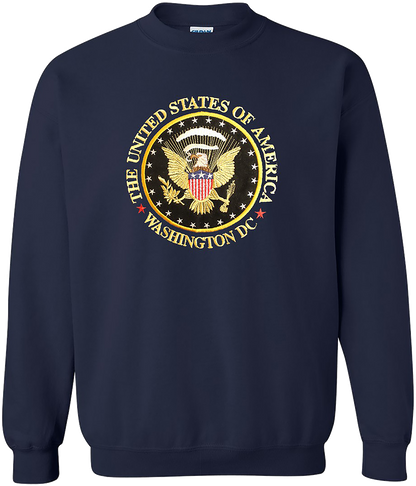 Crewneck Sweatshirt Presidential Seal Navy Blue, Adult and Youth