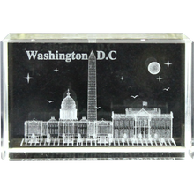 Load image into Gallery viewer, Rectangular Clear Crystal Paperweight, Panorama, White House, or Capitol 2.375" X 3.125" X 1.5"