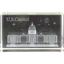 Load image into Gallery viewer, Rectangular Clear Crystal Paperweight, Panorama, White House, or Capitol 2.375" X 3.125" X 1.5"