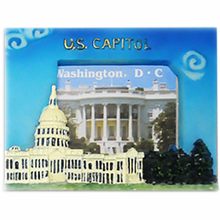 Load image into Gallery viewer, Ceramic Magnet DC Monuments Mini, White House, Capitol, and Lincoln Memorial, 3"X2.3"