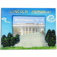 Load image into Gallery viewer, Ceramic Magnet DC Monuments Mini, White House, Capitol, and Lincoln Memorial, 3"X2.3"