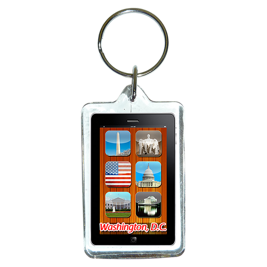 Plastic Keychain Washington DC Monuments App in iPad, 3.5"