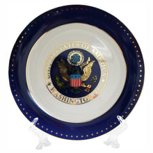 Load image into Gallery viewer, White &amp; Blue Plates 8" with Great Seal, White House, or Captiol 8"