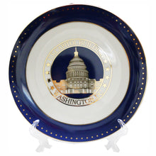 Load image into Gallery viewer, White &amp; Blue Plates 8" with Great Seal, White House, or Captiol 8"