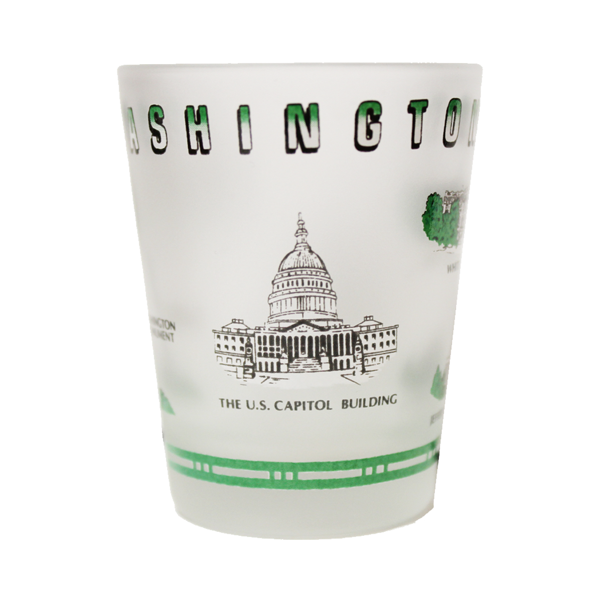 Green Monuments Frosted Shot Glass 2.375"
