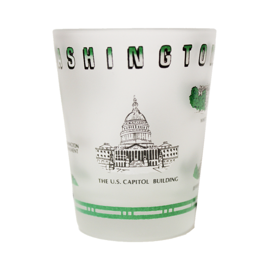 Green Monuments Frosted Shot Glass 2.375"
